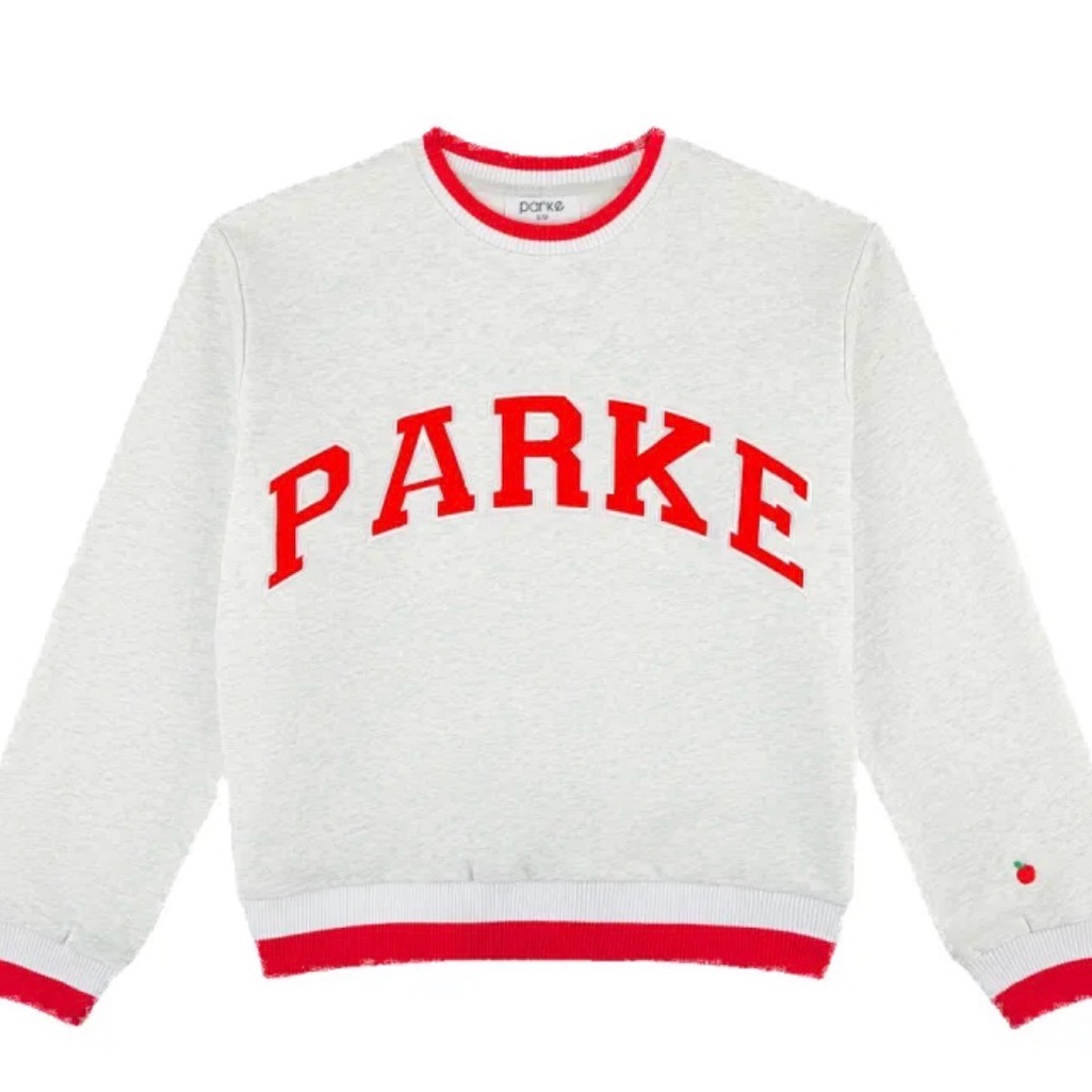 Parke Crewneck Sweater In White And Red
